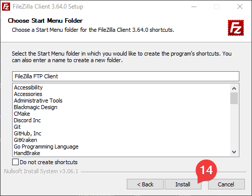 Start menu folder